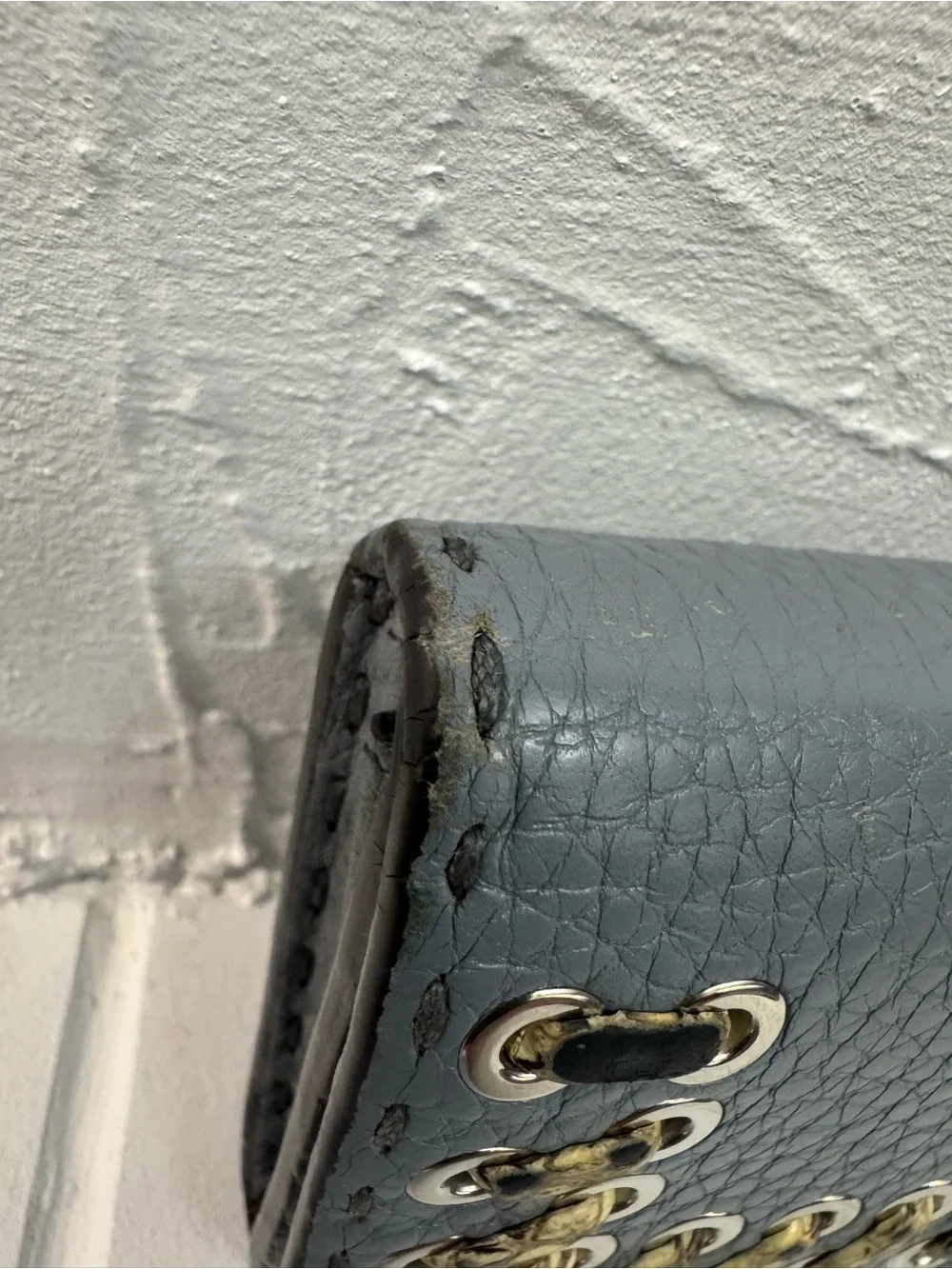 Fendi Gray-Blue Leather Selleria Wallet Full Set
